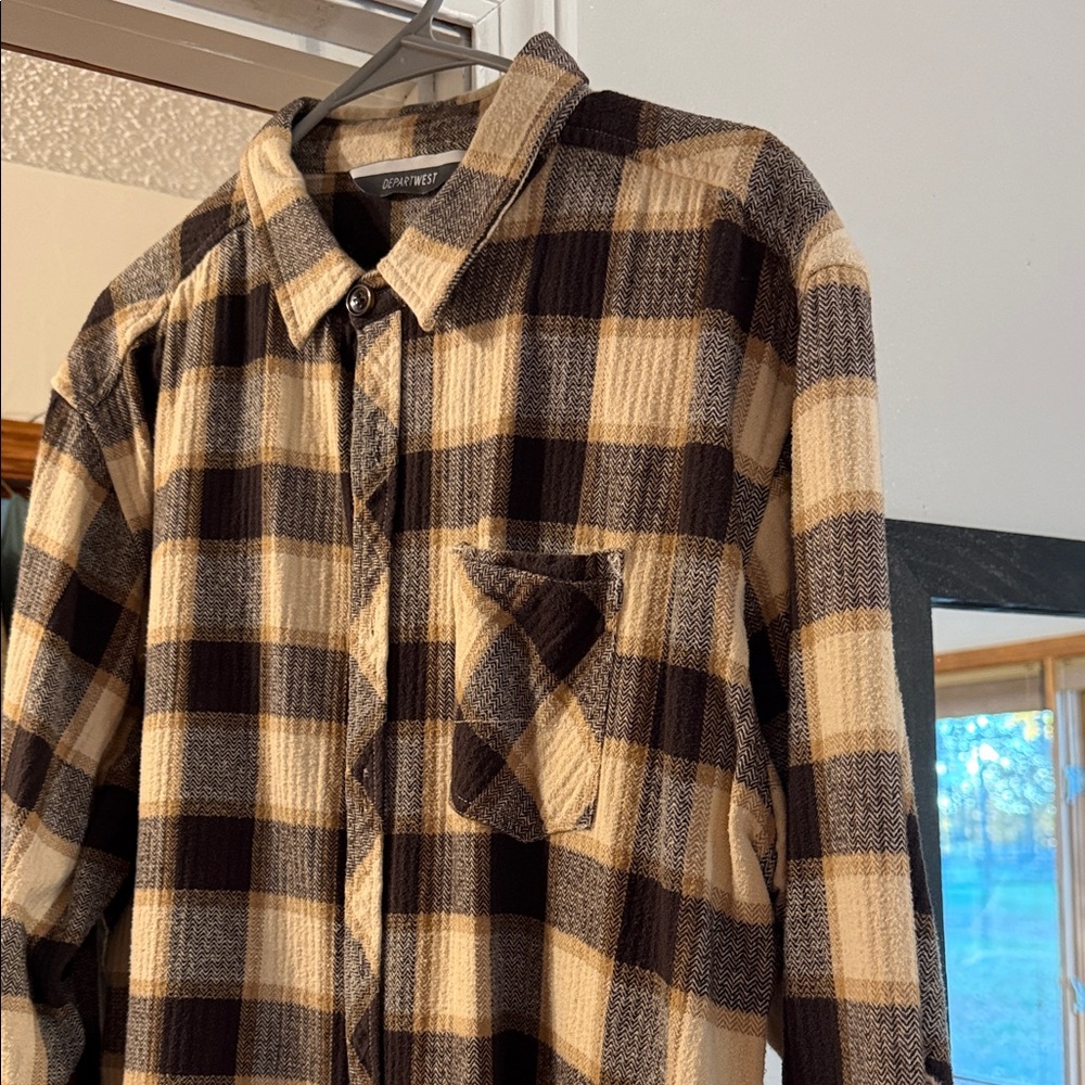 Brown and Black Plaid Dress Shirt